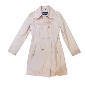 Guess Double Breasted Trench Coat With Contrast Trim